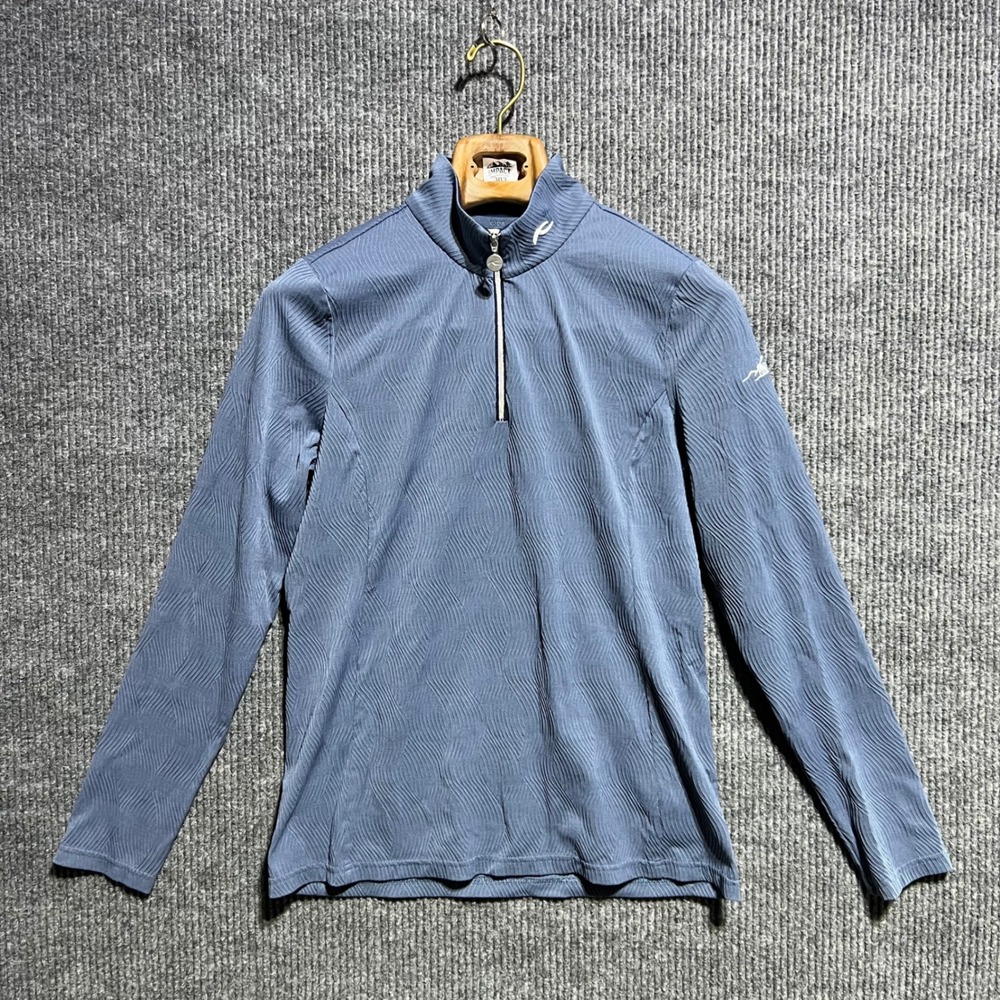 KJUS Pullover Women 40 L Blue Sense Half Zip Textured UPF 50+ Active Top Golf